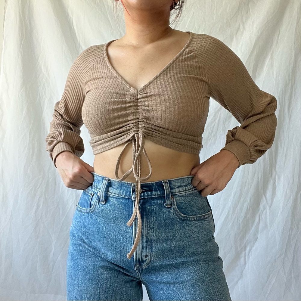 Light brown cinch longsleeve top